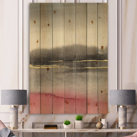 Pink Shabby Storm II - Shabby Chic Print on Natural Pine Wood