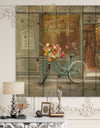 Paris French Flowershop - Traditional Print on Natural Pine Wood