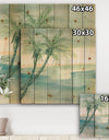 Peaceful Dusk I Tropical - Tropical Print on Natural Pine Wood
