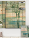 Peaceful Dusk II Tropical - Tropical Print on Natural Pine Wood