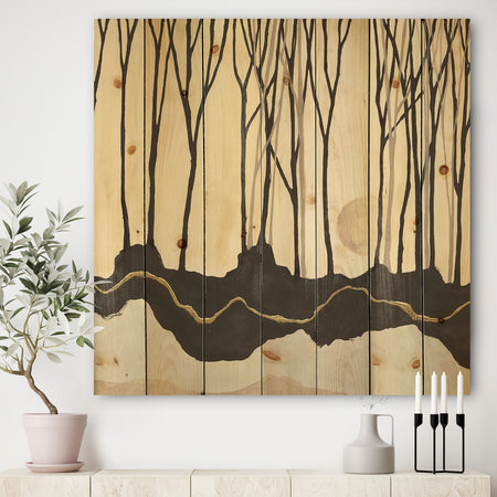 Geometric Forest - Farmhouse Print on Natural Pine Wood