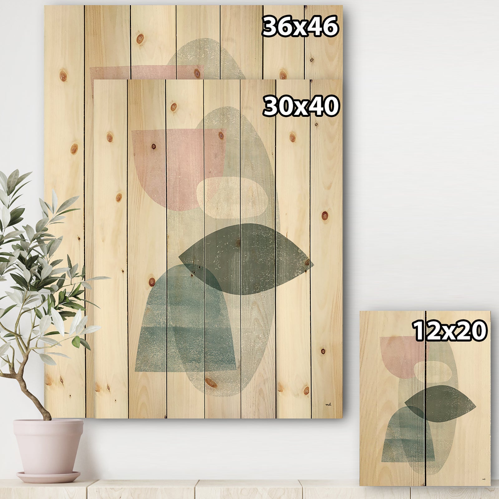 Distressed Dream II - Modern & Transitional Print on Natural Pine Wood