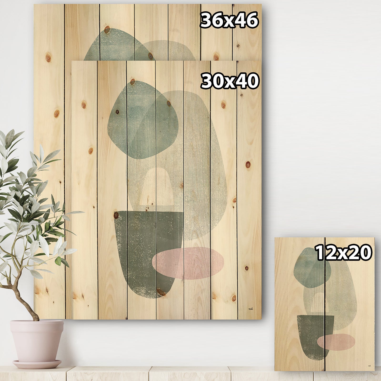 Distressed Dream IV - Modern & Transitional Print on Natural Pine Wood