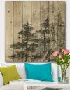 Asian Forest - Cabin & Lodge Print on Natural Pine Wood