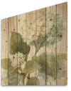 Goauche Green Flower II - Cabin & Lodge Print on Natural Pine Wood