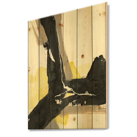 Glam Black and Yellow I - Modern & Contemporary Print on Natural Pine Wood