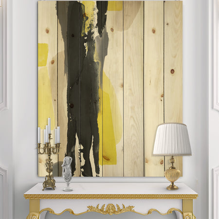 Glam Black and Yellow II - Modern & Contemporary Print on Natural Pine Wood