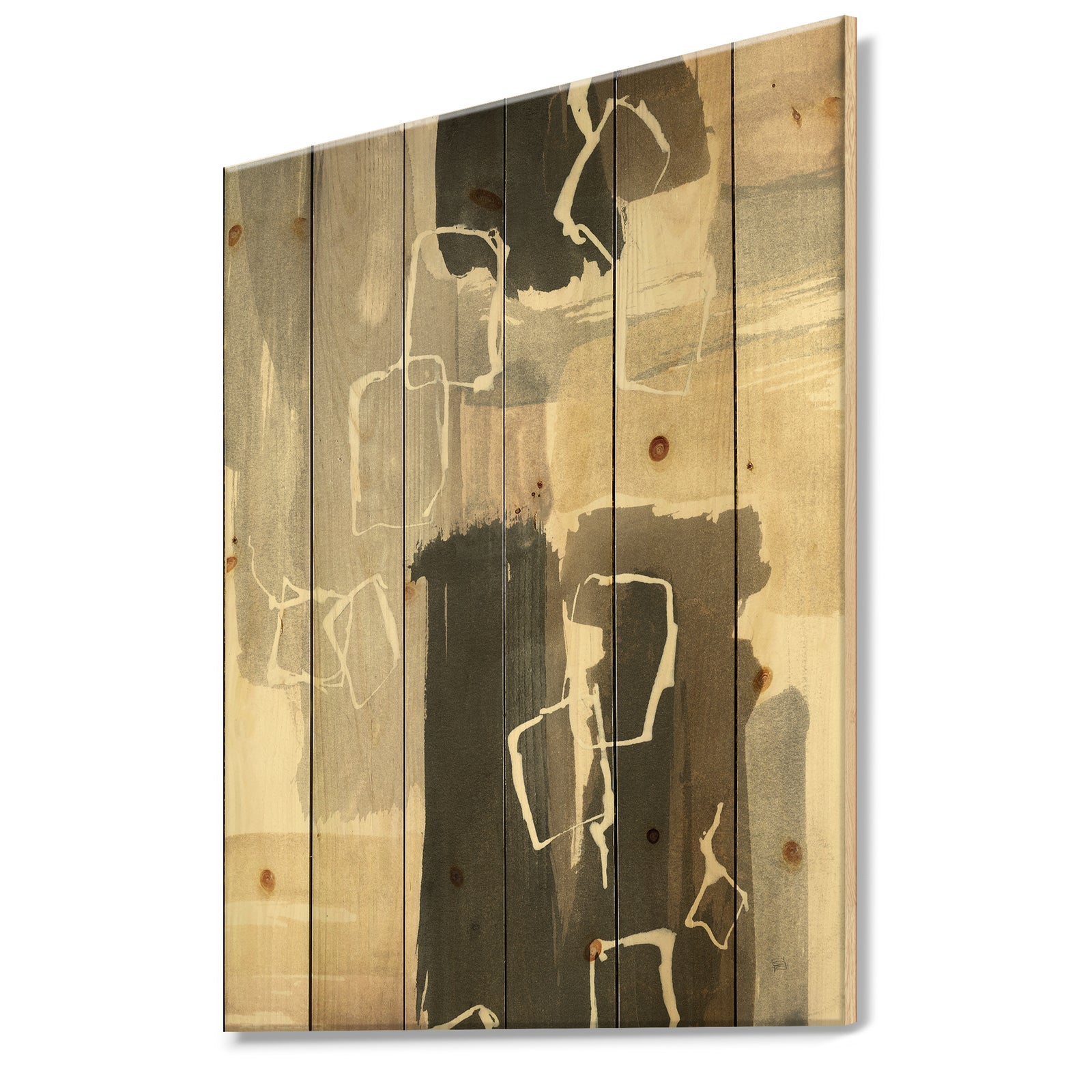 Glam Dancing shape I - Modern & Contemporary Print on Natural Pine Wood