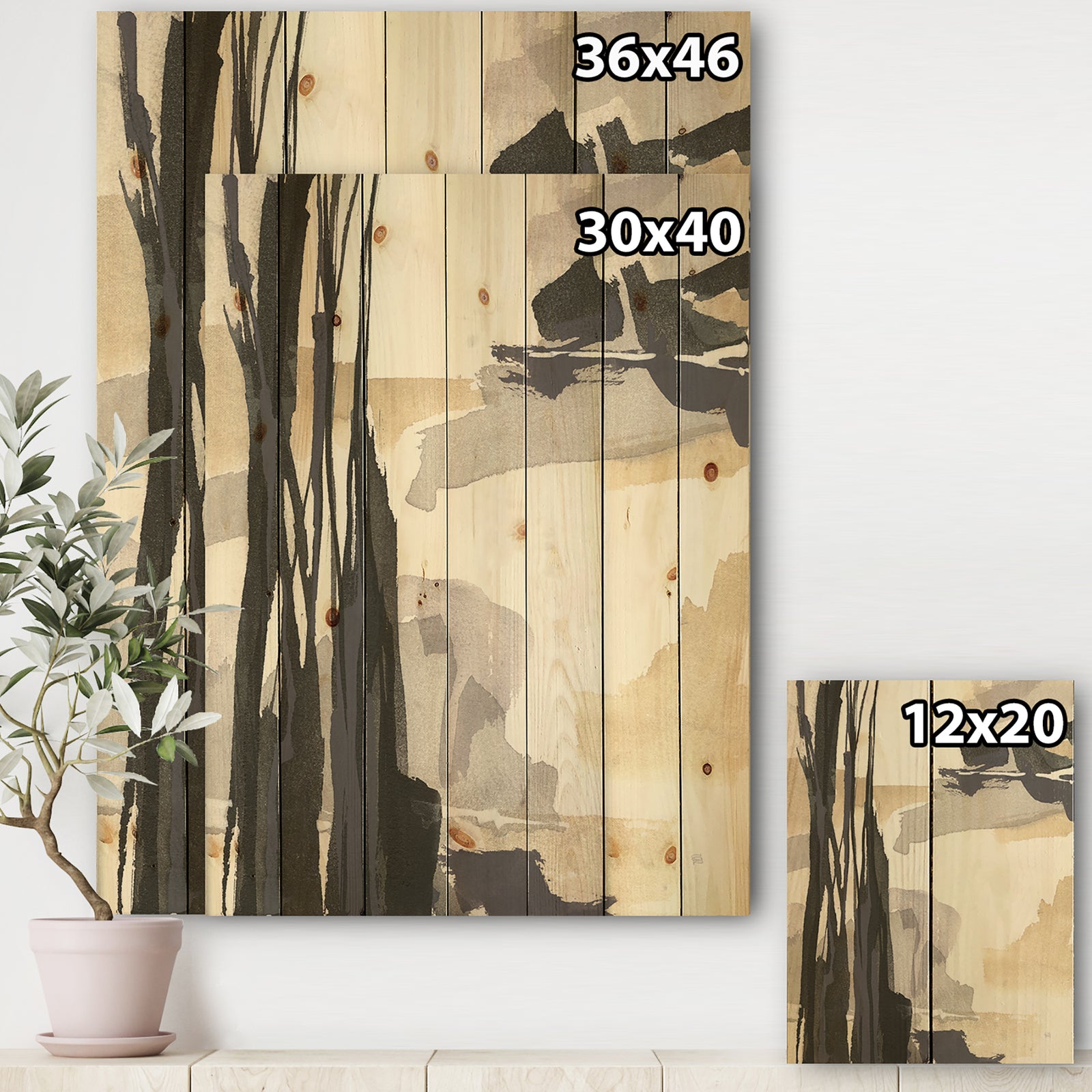 Glam Dancing shape II - Modern & Contemporary Print on Natural Pine Wood
