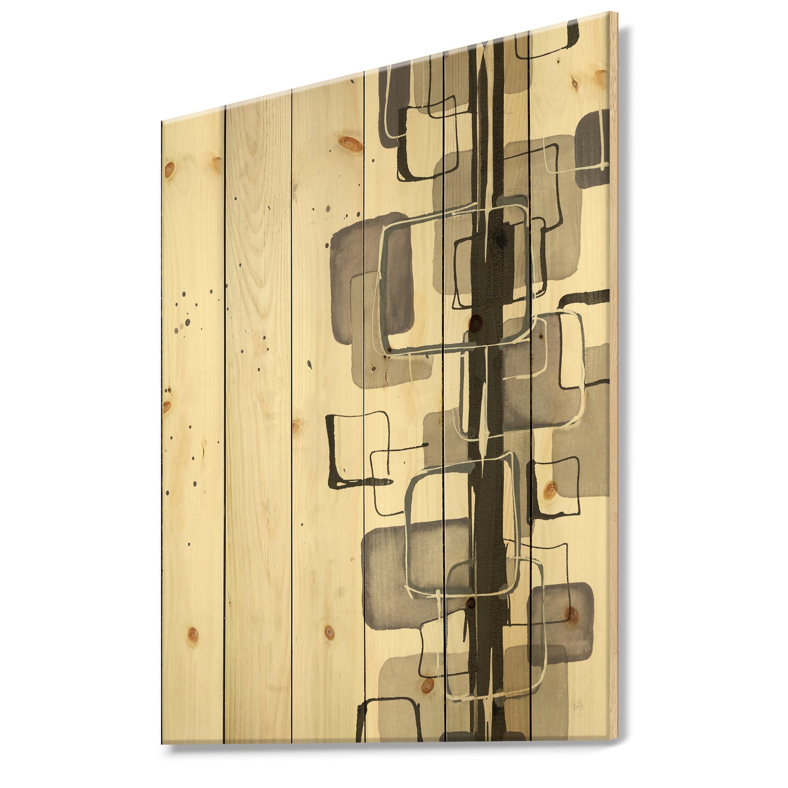 Glam Dancing shape III - Modern & Contemporary Print on Natural Pine Wood