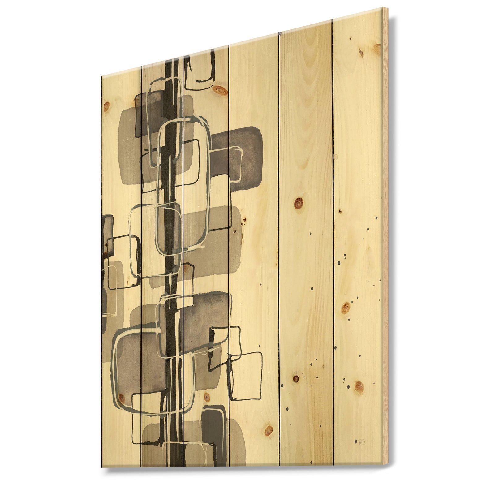 Glam Dancing shape IV - Modern & Contemporary Print on Natural Pine Wood