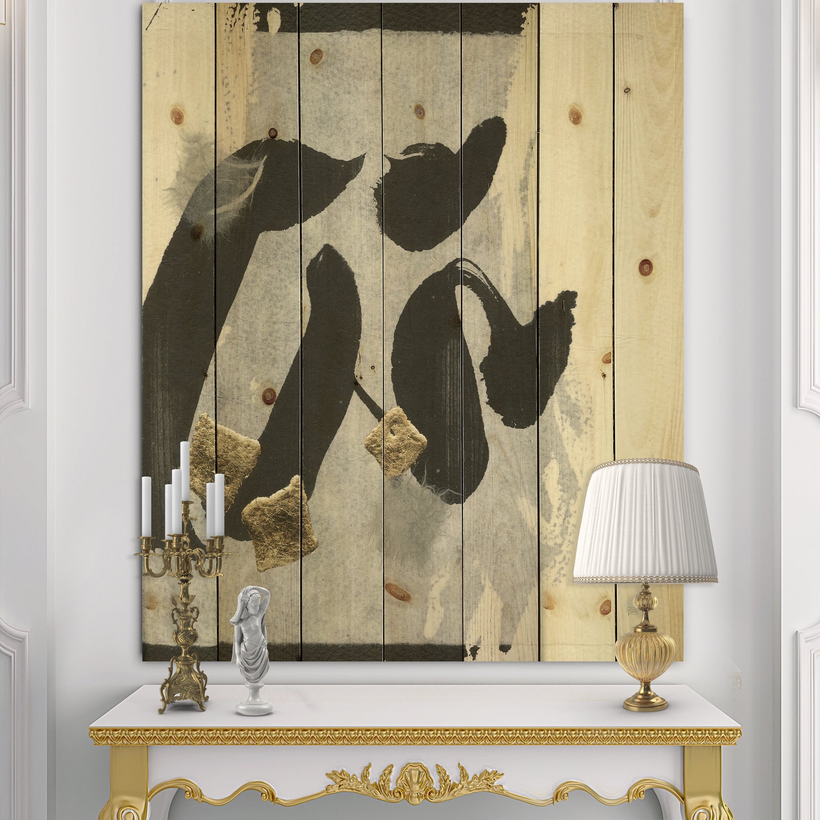 Glam Collage I - Modern & Contemporary Print on Natural Pine Wood