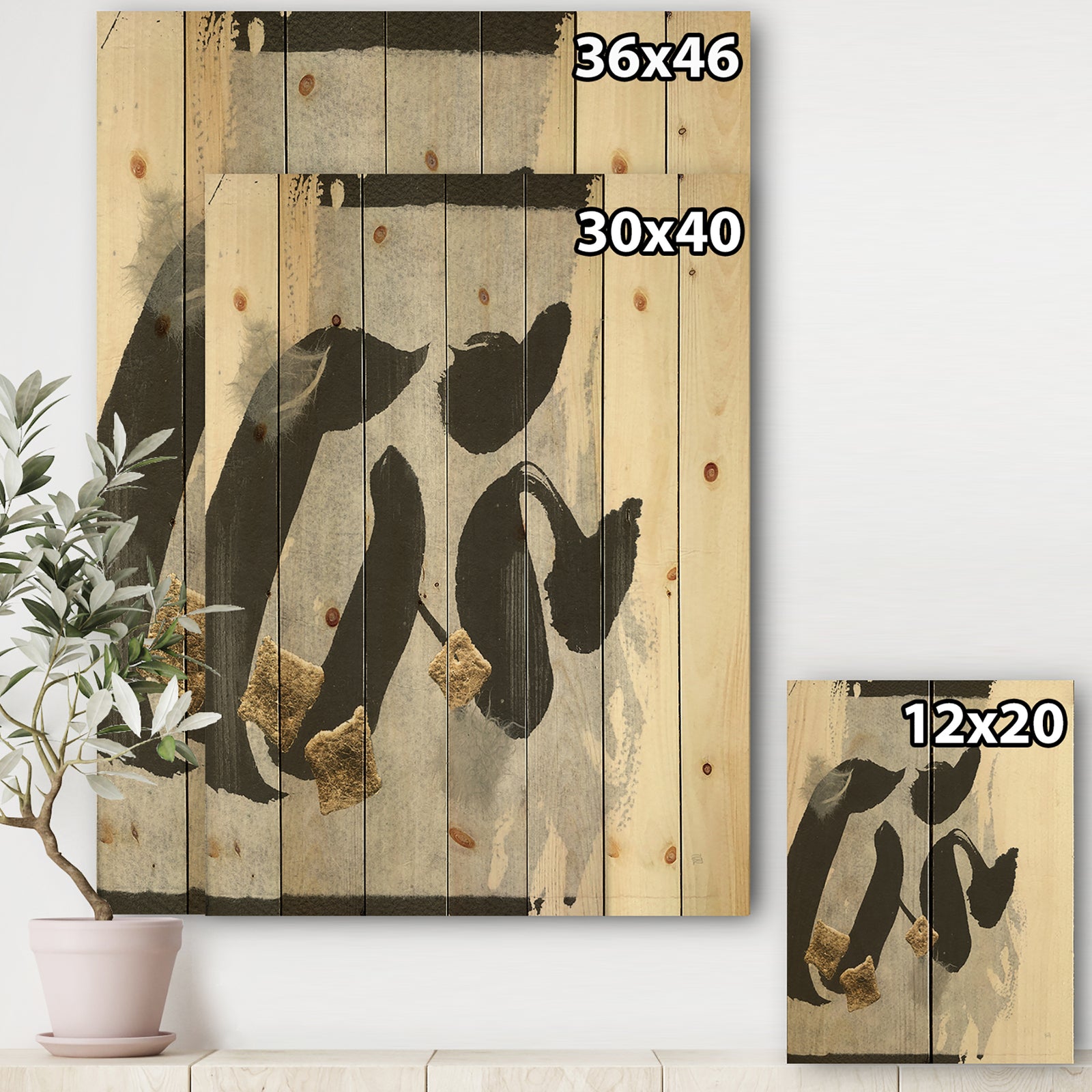 Glam Collage I - Modern & Contemporary Print on Natural Pine Wood