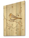 Birds on Blossom II - Farmhouse Print on Natural Pine Wood