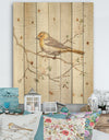 Birds on Blossom II - Farmhouse Print on Natural Pine Wood