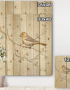 Birds on Blossom II - Farmhouse Print on Natural Pine Wood