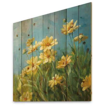 Summer Field I - Traditional Print on Natural Pine Wood
