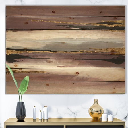 Purple Glam Storm I - Glam & Shabby Chic Print on Natural Pine Wood