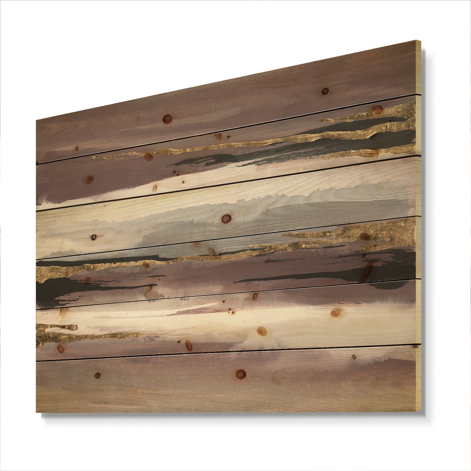 Purple Glam Storm I - Glam & Shabby Chic Print on Natural Pine Wood