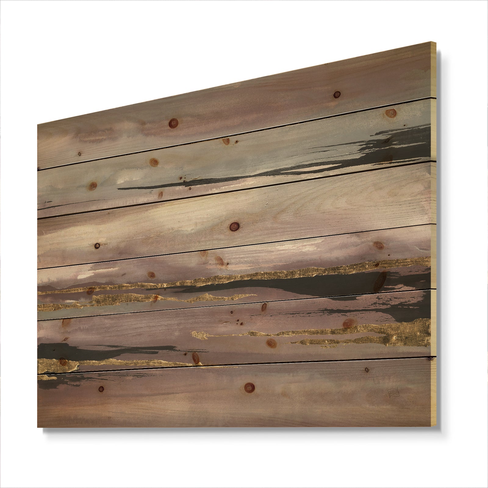 Purple Glam Storm III - Glam & Shabby Chic Print on Natural Pine Wood