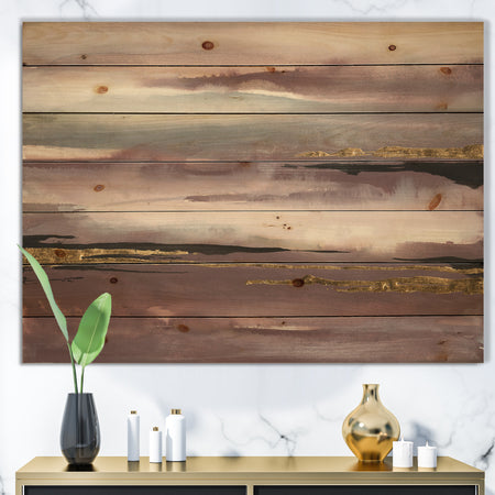 Purple Glam Storm IV - Glam & Shabby Chic Print on Natural Pine Wood