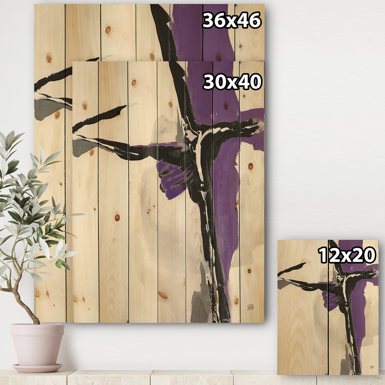 Glam Cerulean I - Transitional Print on Natural Pine Wood