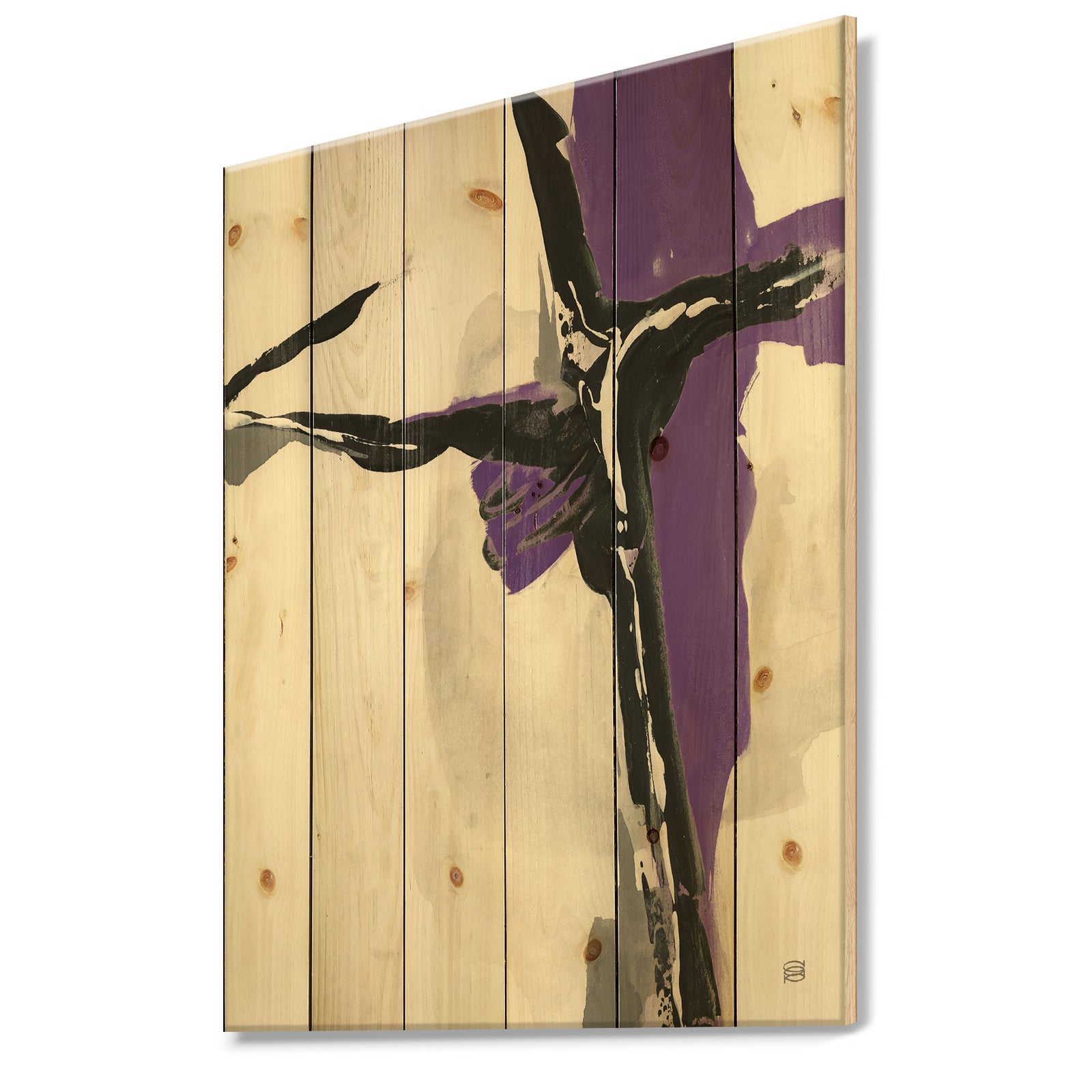 Glam Cerulean I - Transitional Print on Natural Pine Wood