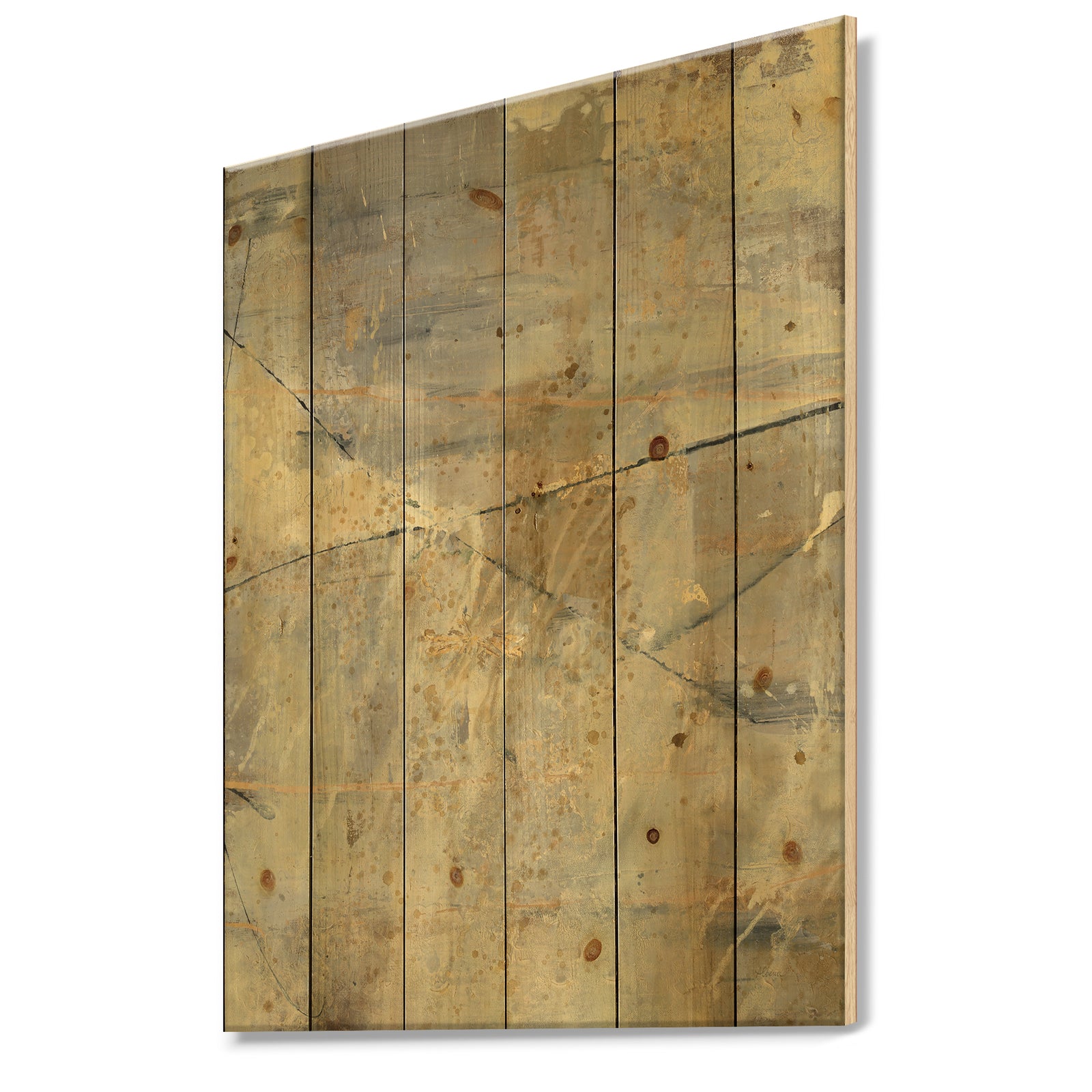 Geometric Cream Block I - Modern Glam Print on Natural Pine Wood