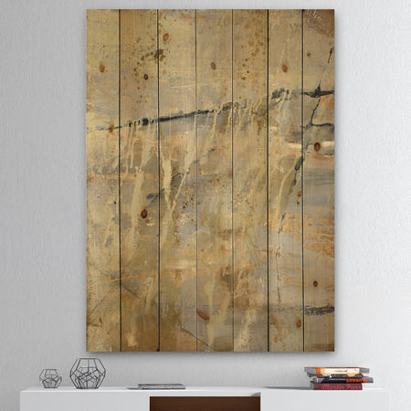 Geometric Cream Block II - Modern Glam Print on Natural Pine Wood