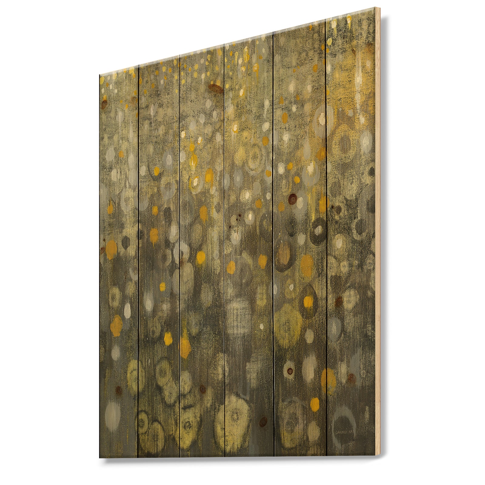 Rain Abstract V - Modern Glam Print on Natural Pine Wood