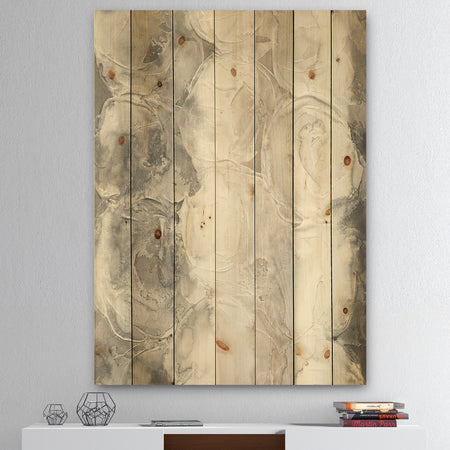 Gray Circles I - Modern & Contemporary Print on Natural Pine Wood