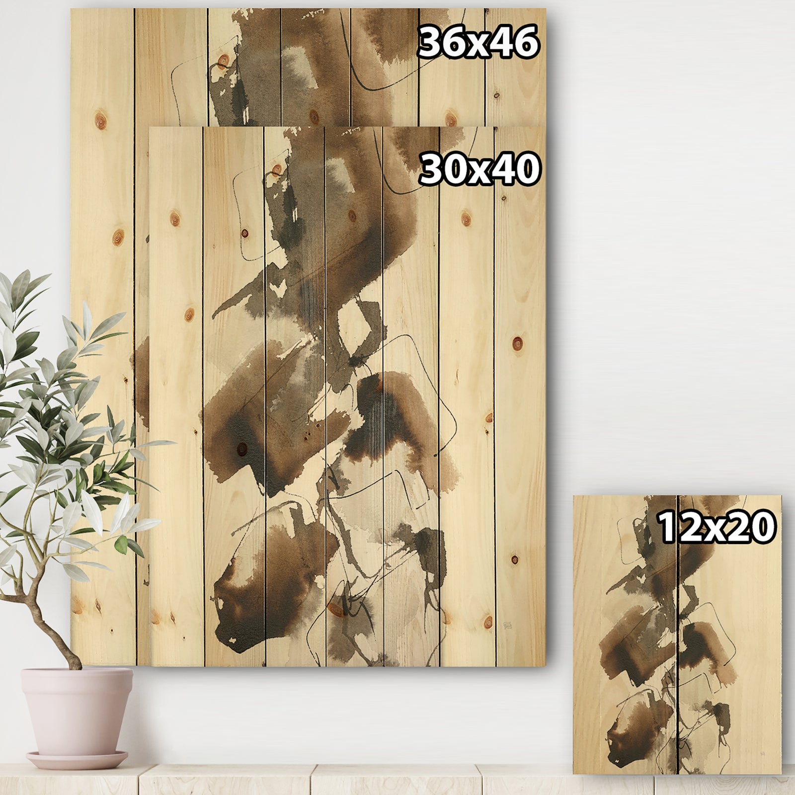 Gold Glam Squares I - Modern & Contemporary Print on Natural Pine Wood