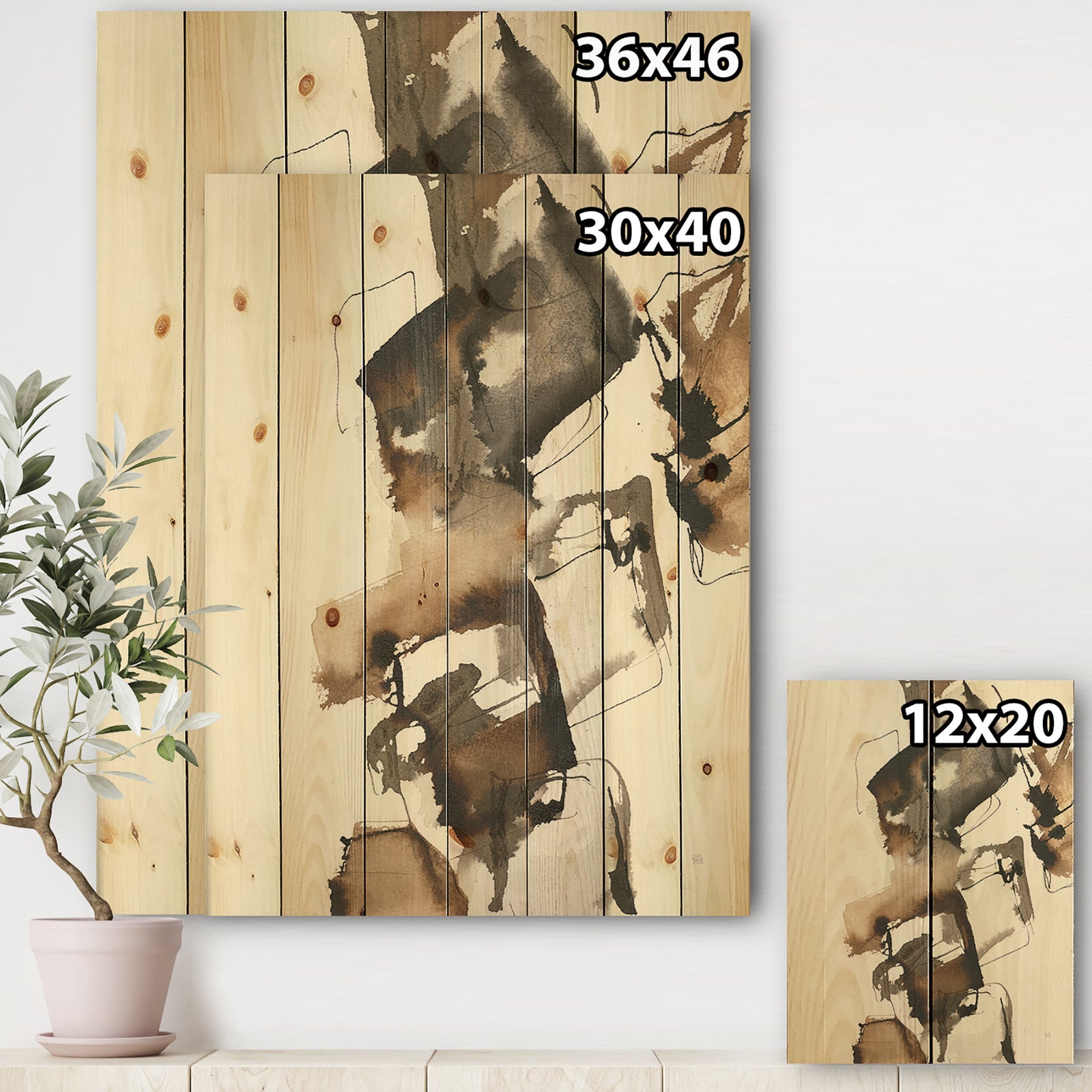 Gold Glam Squares II - Modern & Contemporary Print on Natural Pine Wood