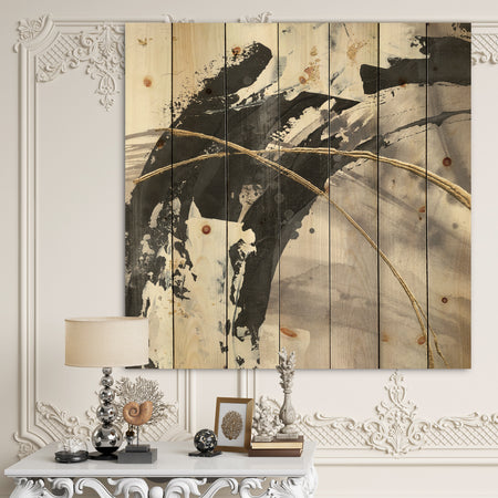 Glam Painted Arcs I - Transitional Print on Natural Pine Wood