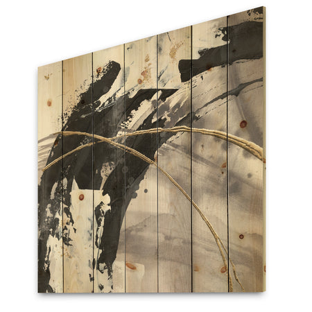 Glam Painted Arcs I - Transitional Print on Natural Pine Wood