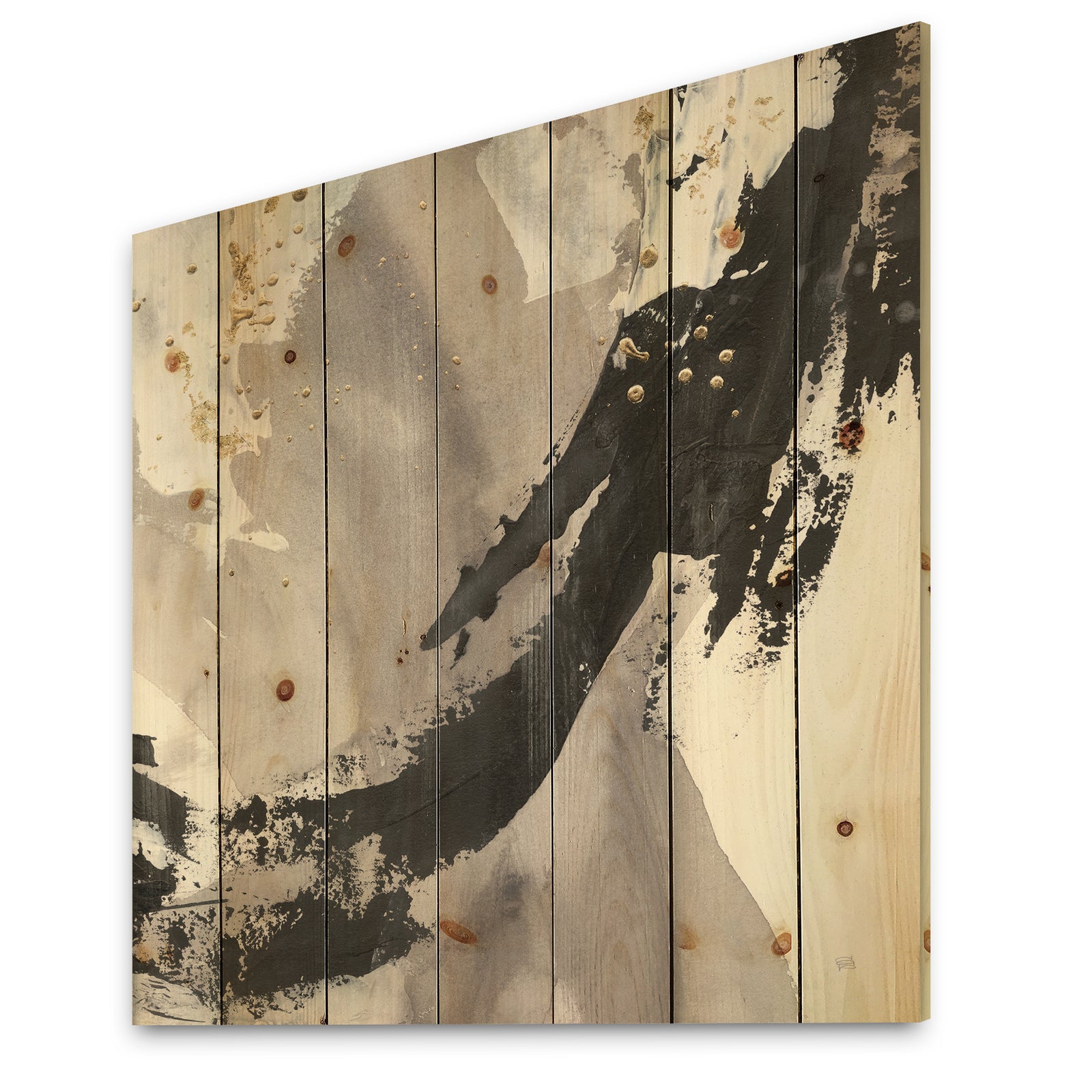 Glam Painted Arcs III - Transitional Print on Natural Pine Wood
