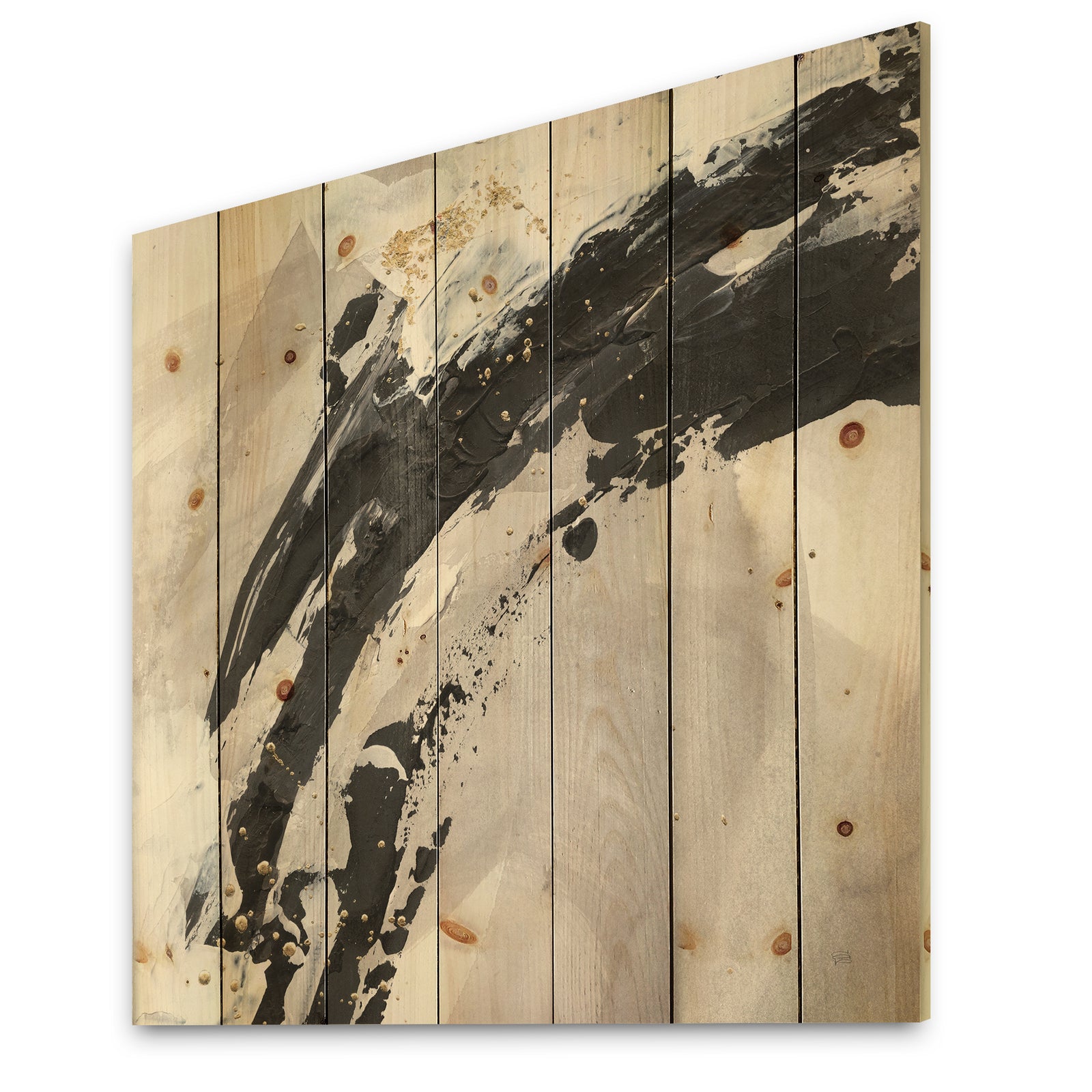 Glam Painted Arcs IV - Transitional Print on Natural Pine Wood