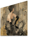 Gold Fashion Dance - Traditional Print on Natural Pine Wood