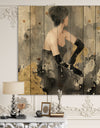 Gold Fashion Dance - Traditional Print on Natural Pine Wood