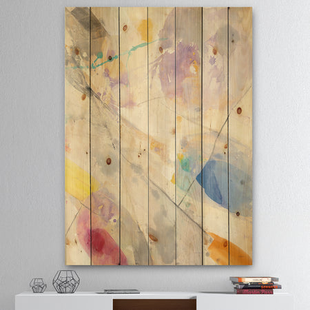 Spring Minimalist Confetti I - Modern & Contemporary Print on Natural Pine Wood