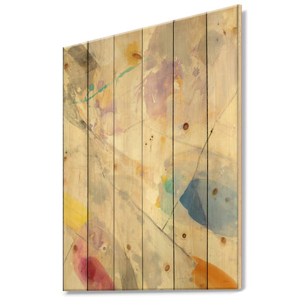 Spring Minimalist Confetti I - Modern & Contemporary Print on Natural Pine Wood
