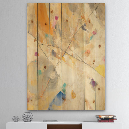 Spring Minimalist Confetti II - Modern & Contemporary Print on Natural Pine Wood