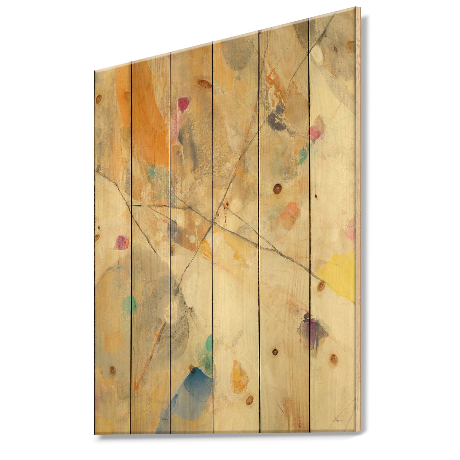 Spring Minimalist Confetti II - Modern & Contemporary Print on Natural Pine Wood