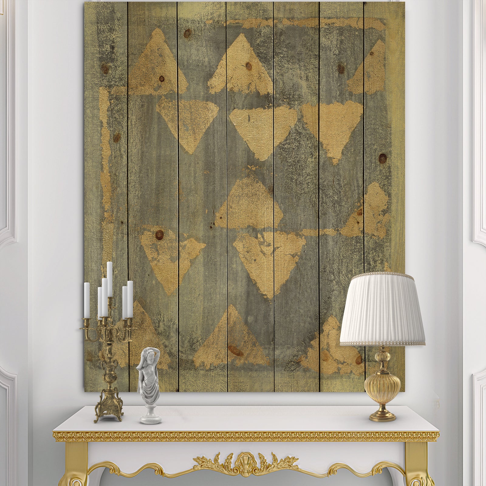 Glam Metallic Form I - Modern & Transitional Print on Natural Pine Wood