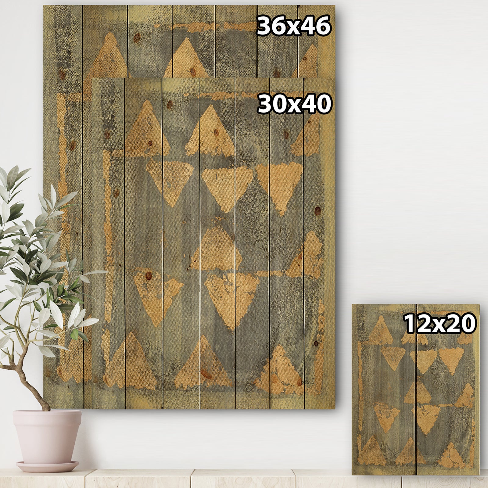 Glam Metallic Form I - Modern & Transitional Print on Natural Pine Wood