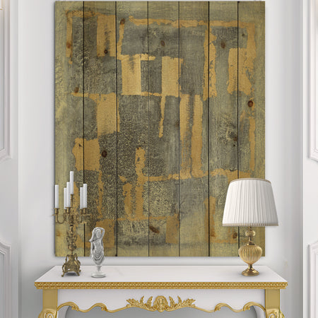 Glam Metallic Form II - Modern & Transitional Print on Natural Pine Wood