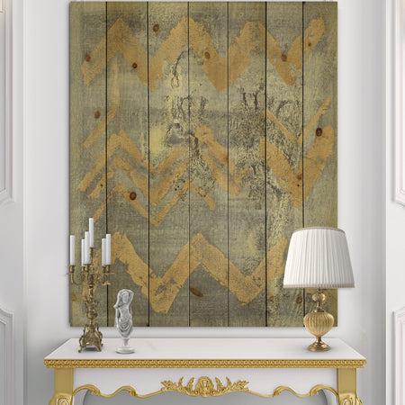 Glam Metallic Form III - Modern & Transitional Print on Natural Pine Wood