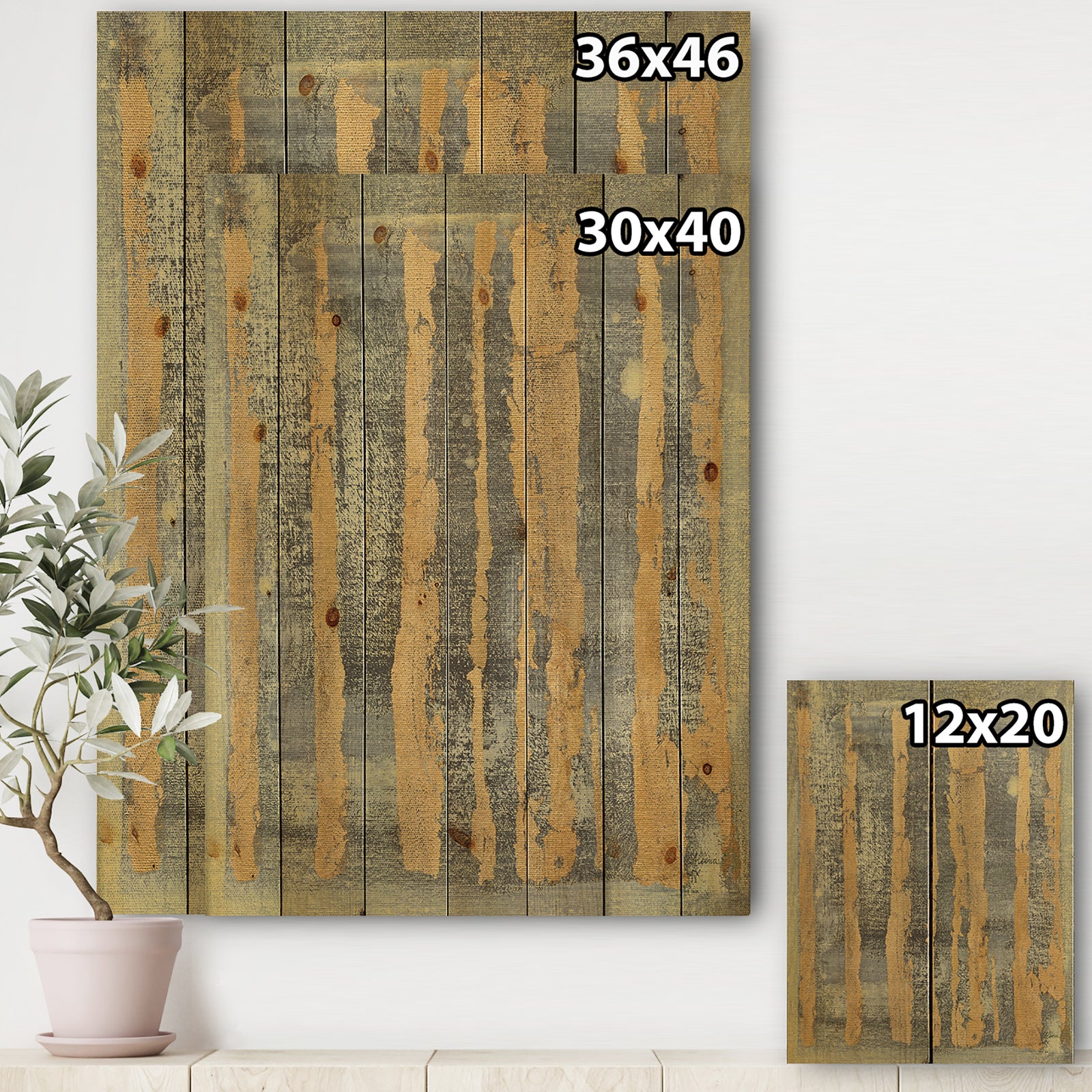 Glam Metallic Form IV - Modern & Transitional Print on Natural Pine Wood