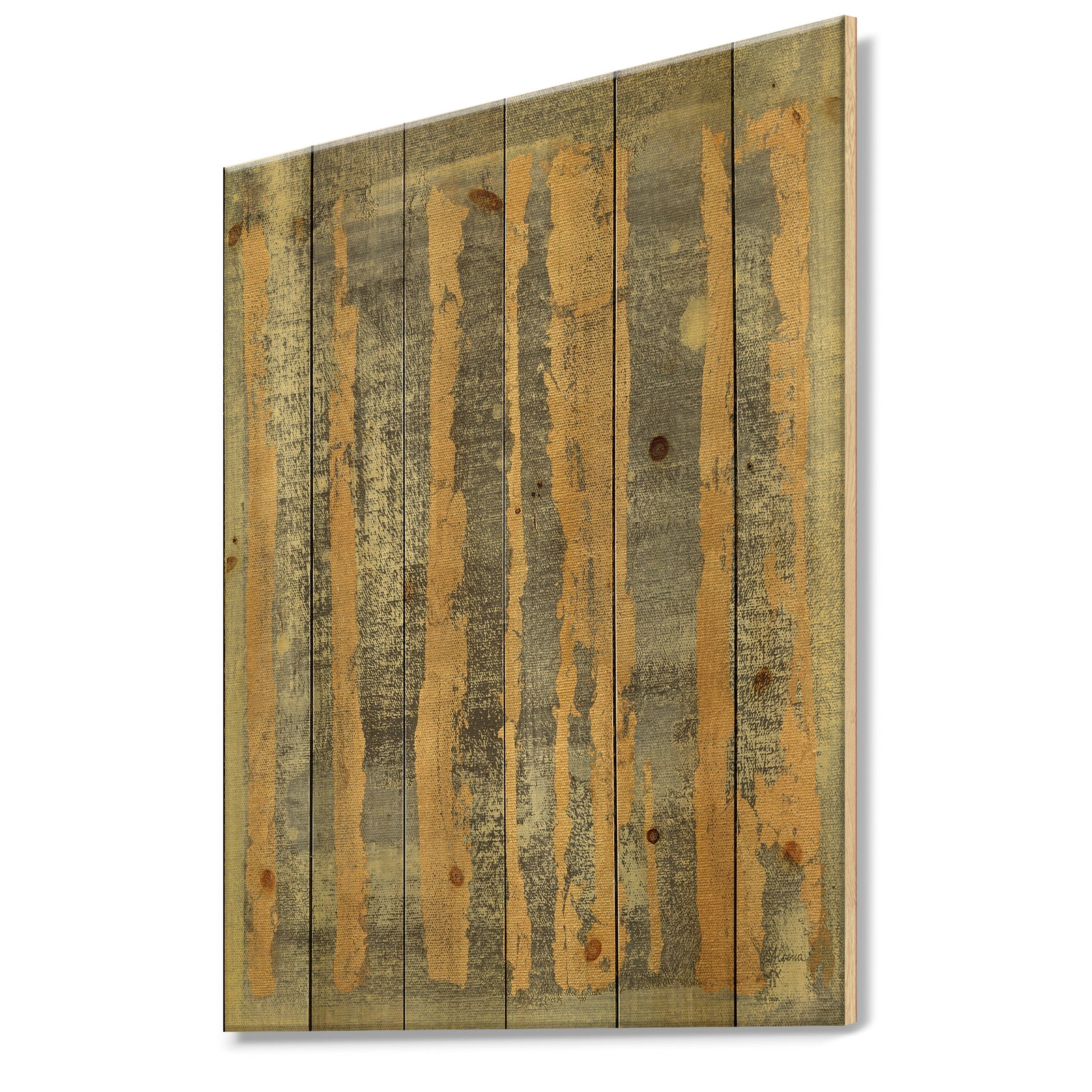 Glam Metallic Form IV - Modern & Transitional Print on Natural Pine Wood