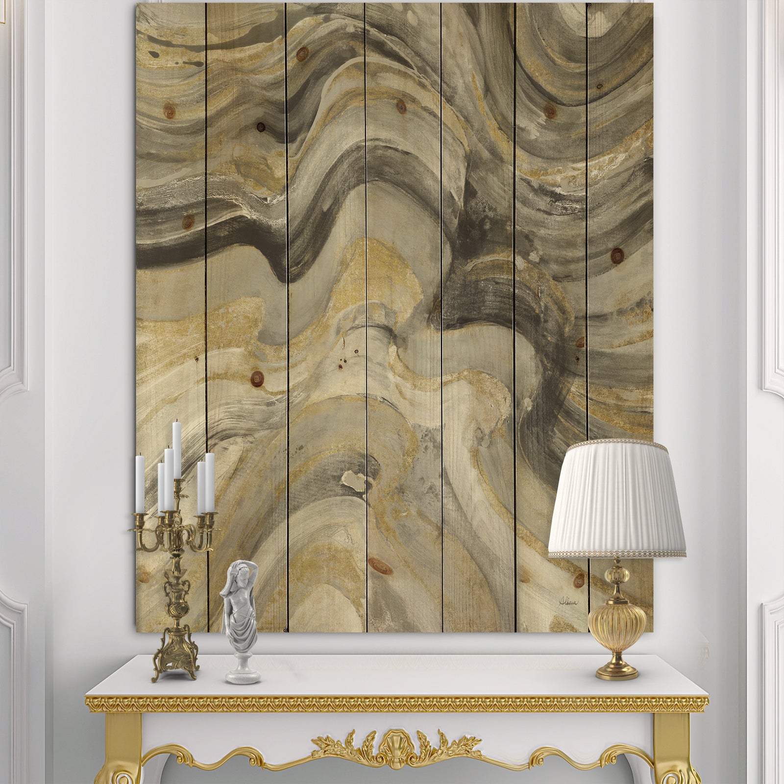Glam Gold Canion - Modern & Transitional Print on Natural Pine Wood